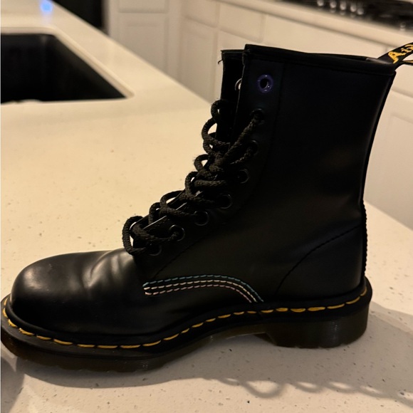 Dr. Martens Black Combat Boots with Pink Eyelets - Picture 6 of 14